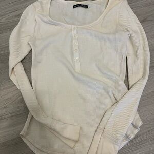 Abercrombie & Fitch Off-White Long Sleeve Henley